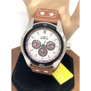 Invicta Men's Watch 44837 Specialty Quartz Silver Dial Brown Leather Strap 44mm